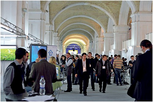 Exibitors hall at Investor Day, where start-ups presented their projects to venture capitalist. (25th-26th October in Kiev 2011).